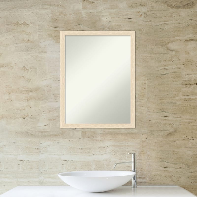 Woodgrain Stripe Non-Beveled Wood Framed Bathroom Vanity Wall Mirror
