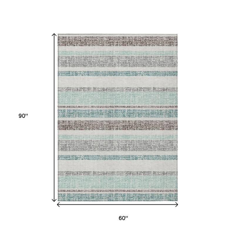 HomeRoots Striped Transitional Rectangle Outdoor Rug