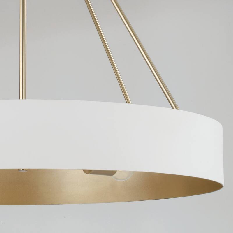 27.50"W x 24.25"H 4-Light Modern Circular Metal Chandelier with Painted Matte Brass Interior