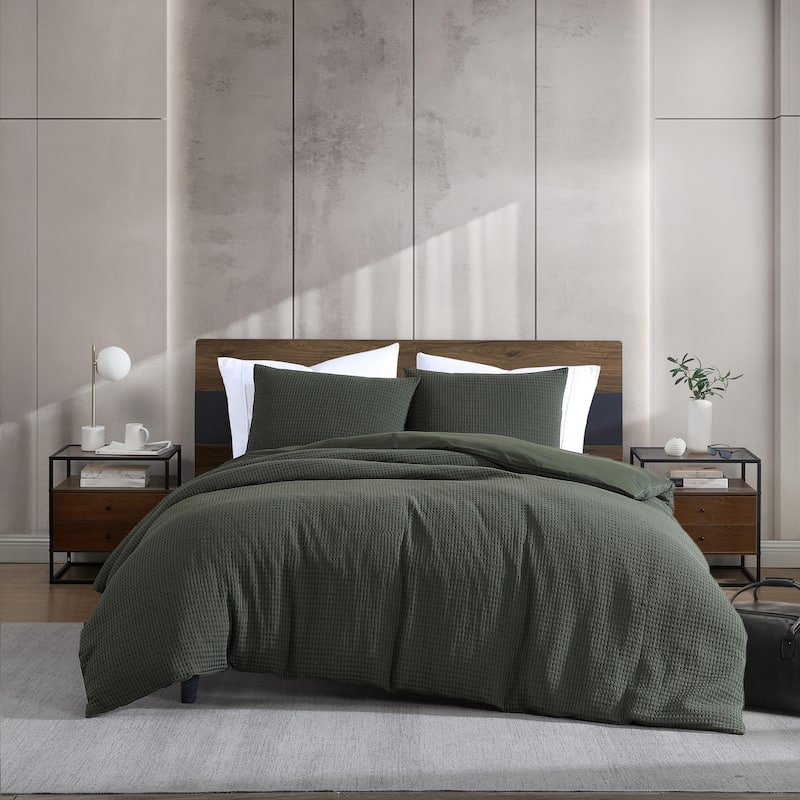 Kenneth Cole Solid Waffle Duvet Cover Set