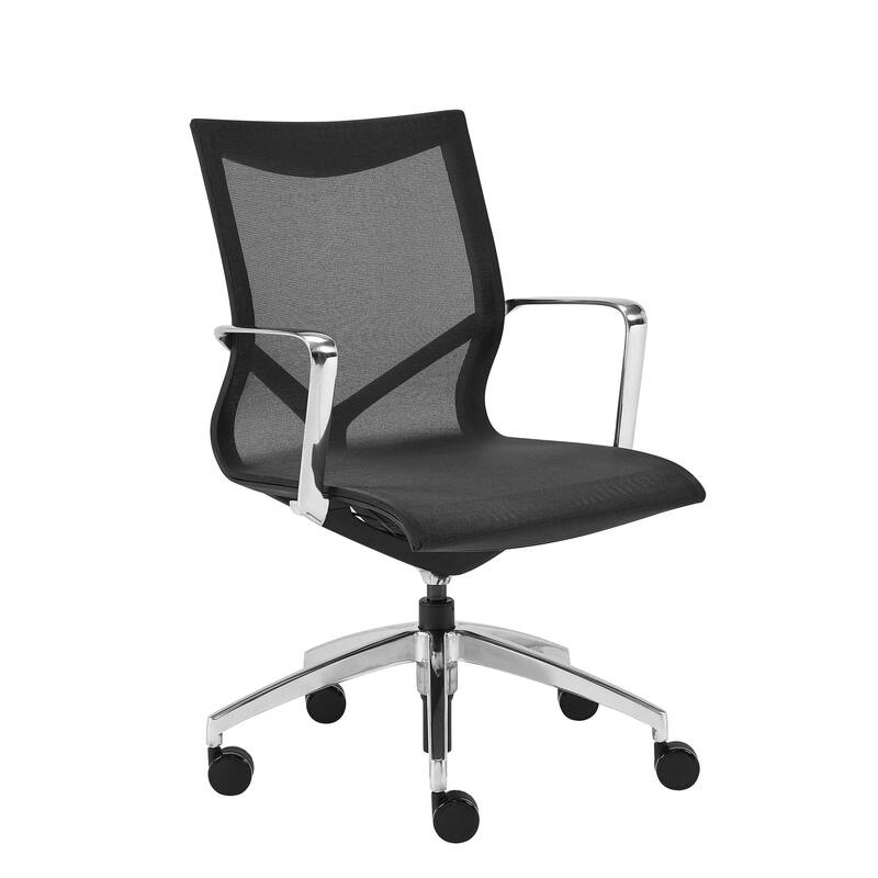 Low Back Black Mesh Aluminum Base Office Chair - 18.9" W x 40.16" H x 22.45" D