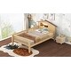 preview thumbnail 6 of 22, Twin Wood Platform Kids Bed with House-Shaped Headboard, LED Light & Built-in Storage, Finish with Safety Guardrails, Natural