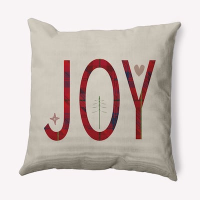 Joy Filled Season Christmas Soft Spun Polyester Decorative Throw Pillow