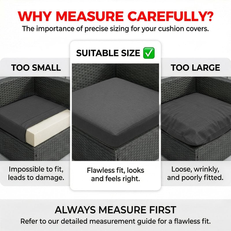 FINCATI 27" × 27" Sectional Cushion Slipcover, Outdoor Cushion Replacement Cover, Patio Seat Cover 27 Inches (COVER ONLY!)