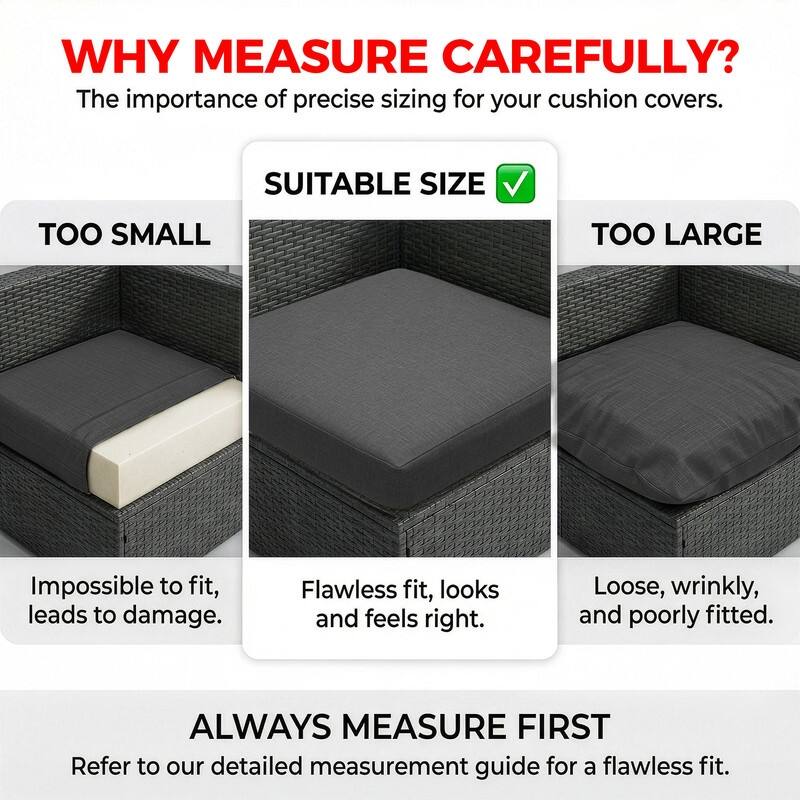 FINCATI Outdoor Cushion Cover Replacement Slipcover, Patio Seat Cover Available in Sizes 25.6" × 25.6"/ 27" × 27" (COVER ONLY!)