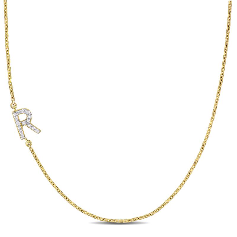 Miadora Diamond Accent A to Z Initial Station Necklace in 14k Yellow Gold - R