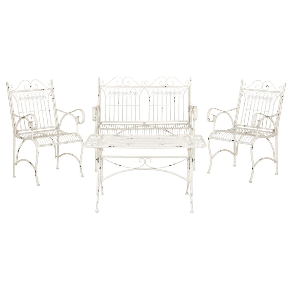 SAFAVIEH Outdoor Jalyn Victorian Scroll Iron 4-Piece Patio Set