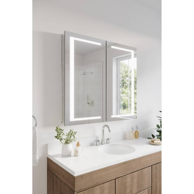 Fresca FMC024036 Spazio 39-5/16" x 35-3/8" Lighted Frameless Double