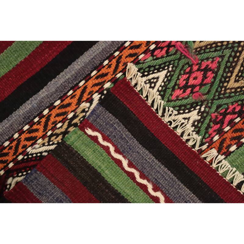 Hand Woven Oriental 100% Wool Carpet Southwestern Tribal Multi-Colored Kilim Area Rug - 10' 2'' X 5' 7''