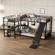 preview thumbnail 1 of 29, L-Shaped Metal Bunk Bed and Loft Bed with Desk, Storage Shelves and Slide Full over Queen bunk bed with Twin XL loft bed