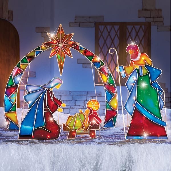 Lighted Outdoor Arch with Star of Bethlehem - 23.200 x 12.500 x 3.100 ...