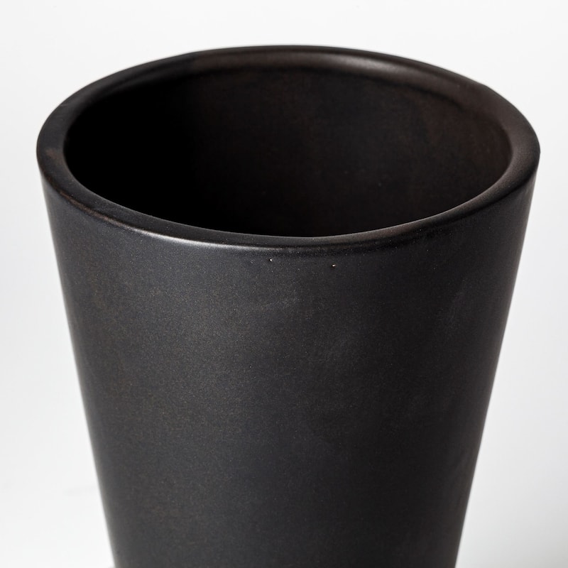 HomeRoots 9" Black Abstract Cylinder Ceramic Table Vase