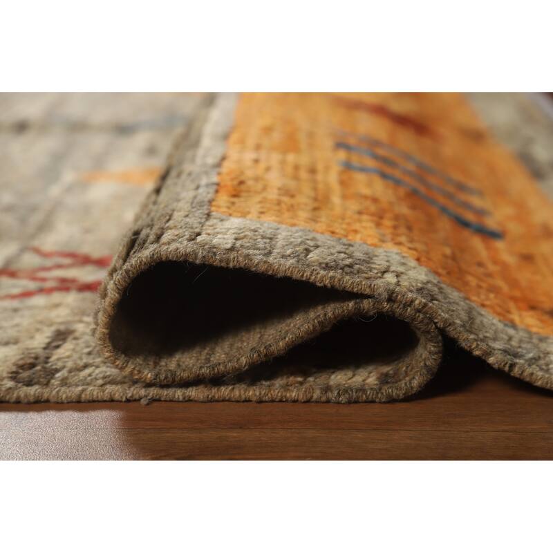 Geometric Moroccan Oriental Area Rug Hand-Knotted Wool Carpet - 5'8" x 7'6"