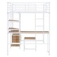 preview thumbnail 34 of 38, Full Size Metal Loft Bed with Bulit-in Desk and Stool, Heavy Duty Loft Bedframe with Cabinet and Open Storage Shelves for Kids