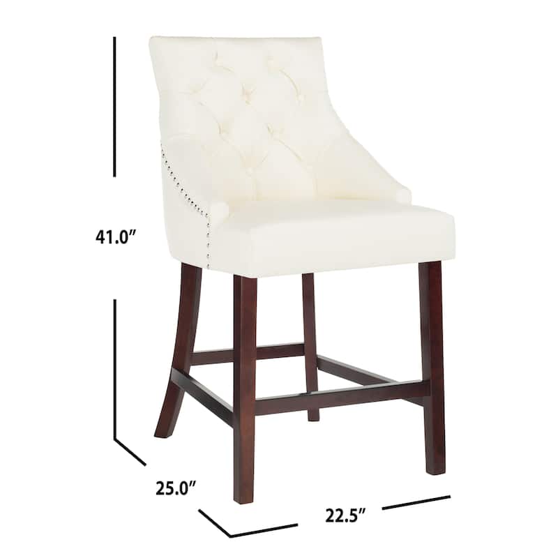 SAFAVIEH Dottie 26-inch Tufted Wing Back Counter Stool - Grey / Espresso (Set of 2) - 22.5" x 25" x 41" - 22.5" x 25" x 41"