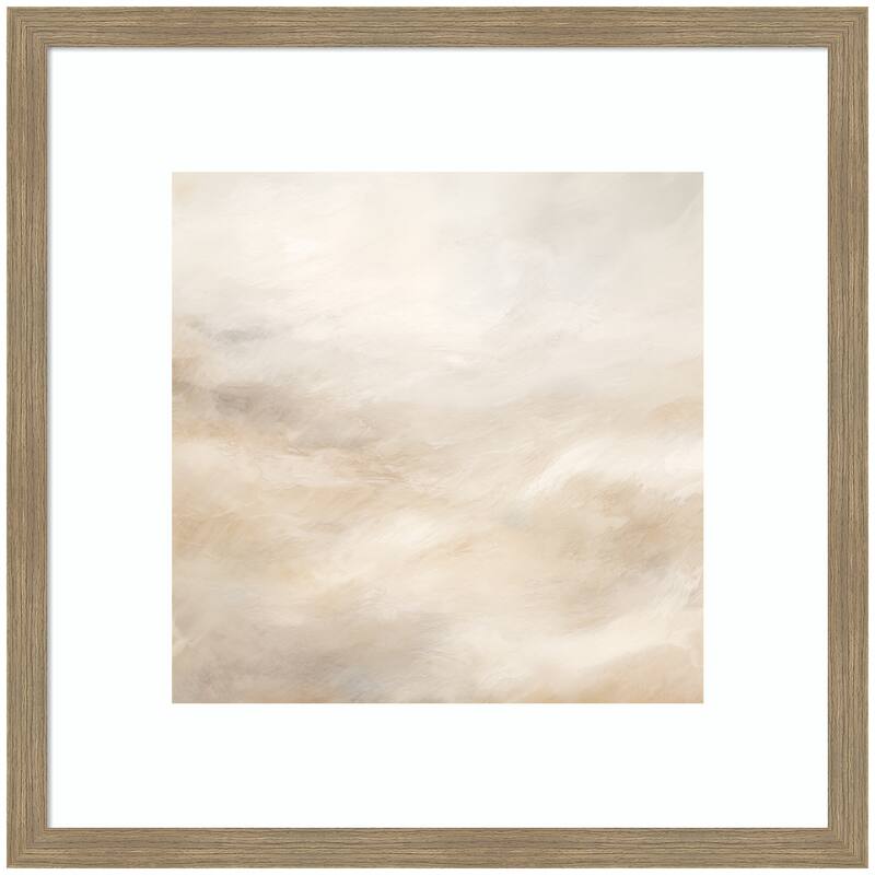 Kate and Laurel Tonal Textural White and Beige Neutrals by The Creative Bunch Studio Framed Wall Art Print - 26 x 26 - Brown