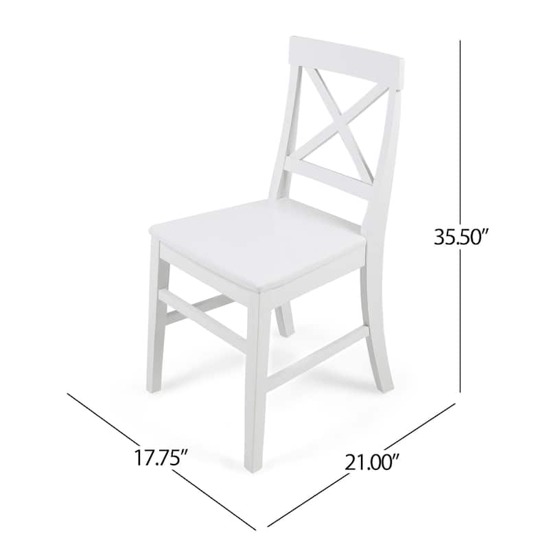 Acacia Wood Dining Chairs, White Cross Back Chairs, Kitchen Dining Room Furniture Dining Chairs Patios Bistro Chairs (Set of 2)
