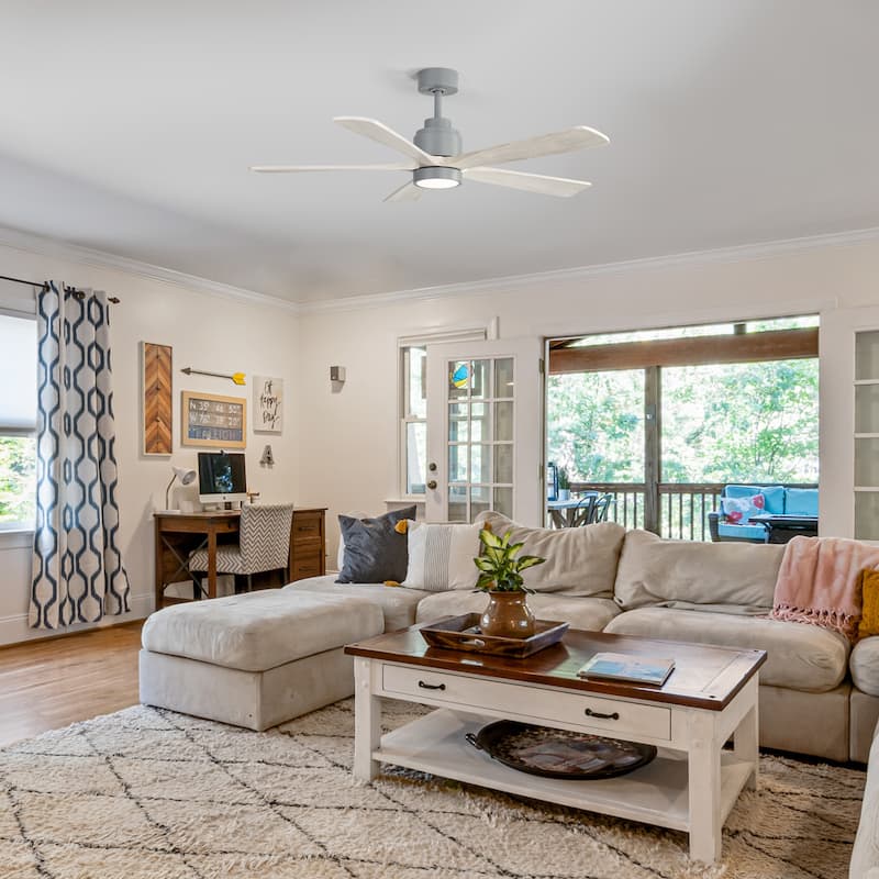 52 Inch Ceiling Fan with Blades 18W Three Color Dimmable Light Memory Function & Reversible Motor