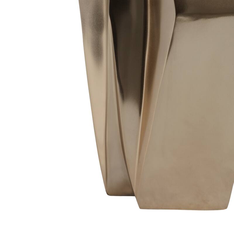 Metal and Marble Vase with Faceted Body Lid Contemporary Accent