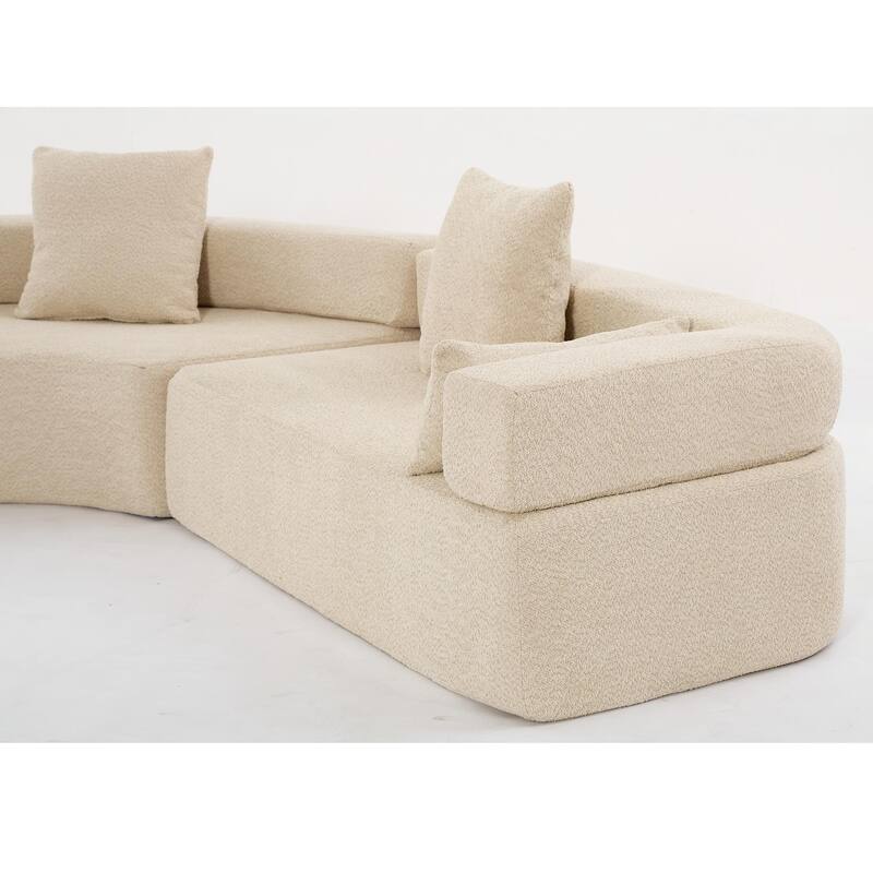 3-Piece Curved Sofa, Oversized Boucle Couch, Flexible for Living Room