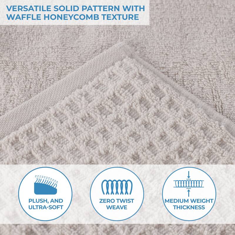 Superior Napa Zero Twist Cotton Soft Waffle Bath Towel Set of 3