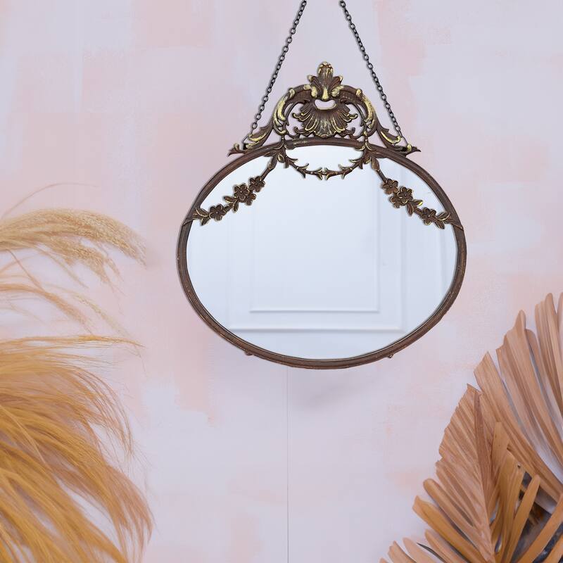 Framed Wall Mirror with Decorative Chain - Antique Bronze