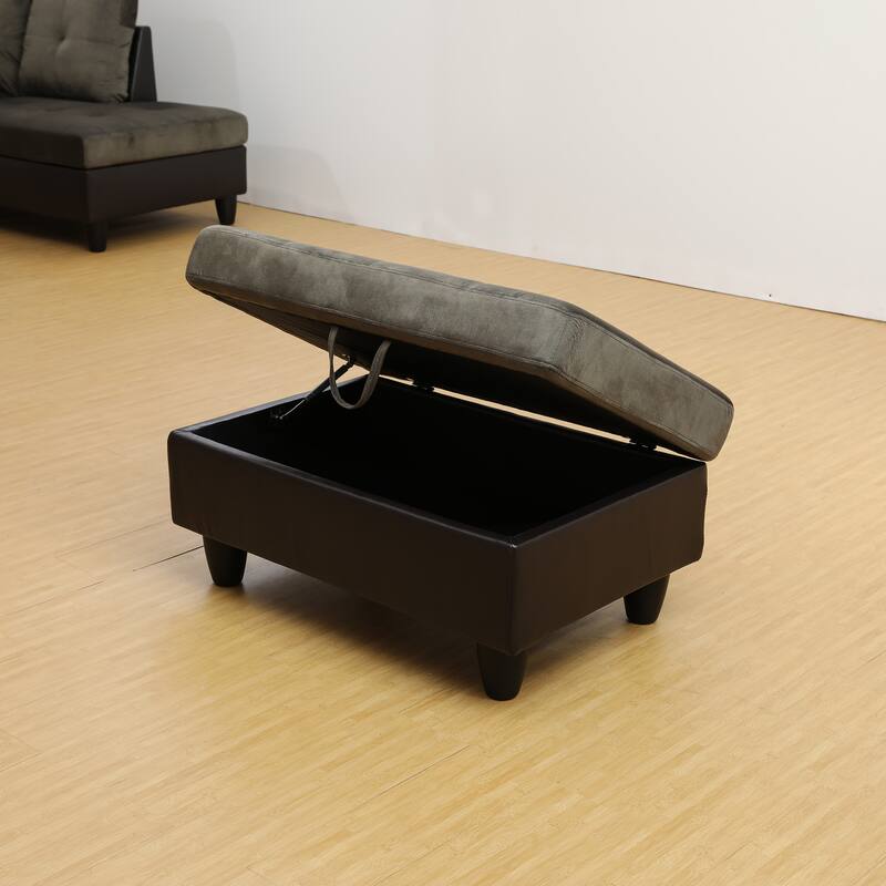 35 in. Taupe Velvet Storage Ottoman Footstool