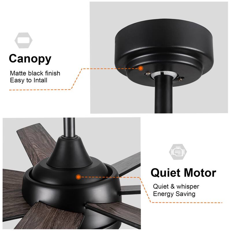 Dual-Tone Wood Blades Ceiling Fan Light with Dimmable 3-Color LED & 6-Speed Remote Control, Timer and Memory Function