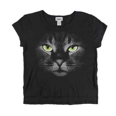 Scratch Womens Cat Graphic T-Shirt,, Black, Small