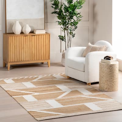 Nuloom Ambrosia Geometric Tiled Jute Blend Area Rug