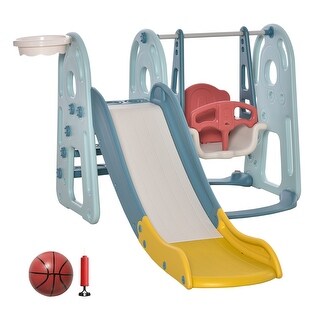 4 in 1 Toddler Slide with Adjustable Seat Height and Basketball Hoop