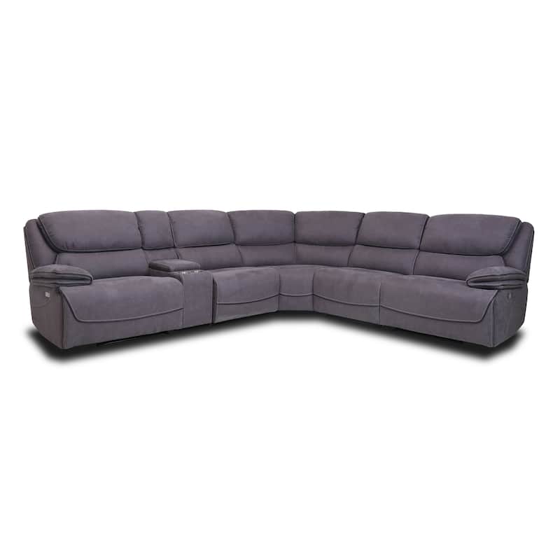 Levi Grey Transitional Upholstered Power Reclining Sectional Sofa