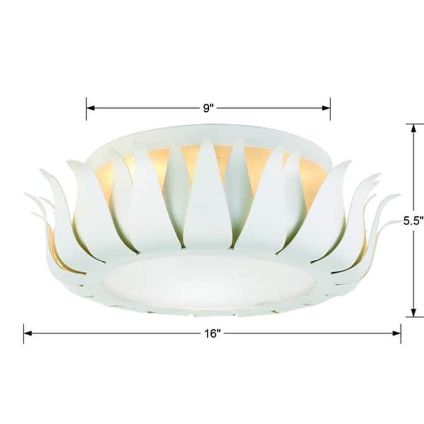 Broche 3 Light Matte White Flush Mount Ceiling Lamp - 16'' W x 5.5'' H
