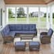Option Brwon Wicker Blue Cushion