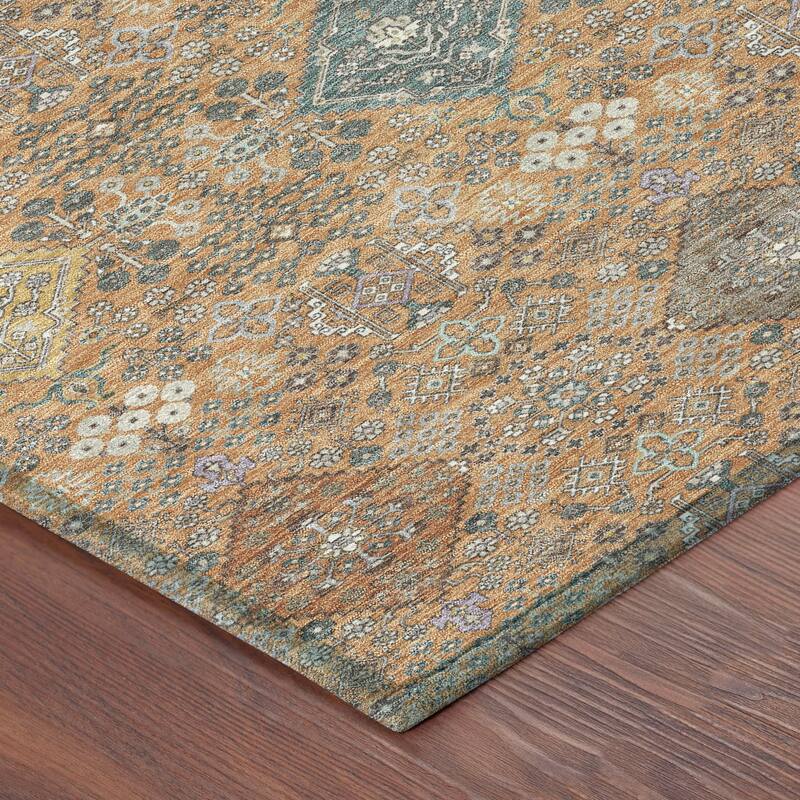 Machine Washable Indoor/ Outdoor Boho Panel Chantille Rug