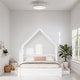 preview thumbnail 1 of 15, House Queen Size Platform Bed with Half-guard and 2 Drawers Modern White