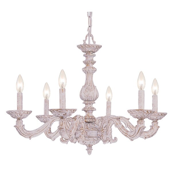 Paris Market 6 Light Antique White Chandelier - 28'' W x 21'' H. Opens flyout.