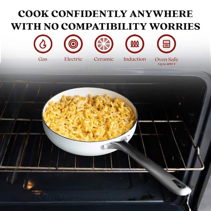 Alva Mobi 8-Piece Nonstick Ceramic Cookware Set - Cannoli Cream