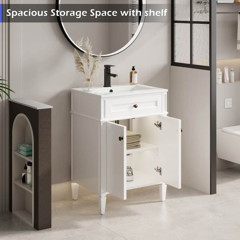 Retro Bathroom Vanity W/ Drop in Sink Combo Cabinet Set