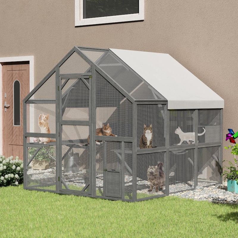 Large Outdoor Cat Enclosures with Houses, Bridges, Walks&UV Proof