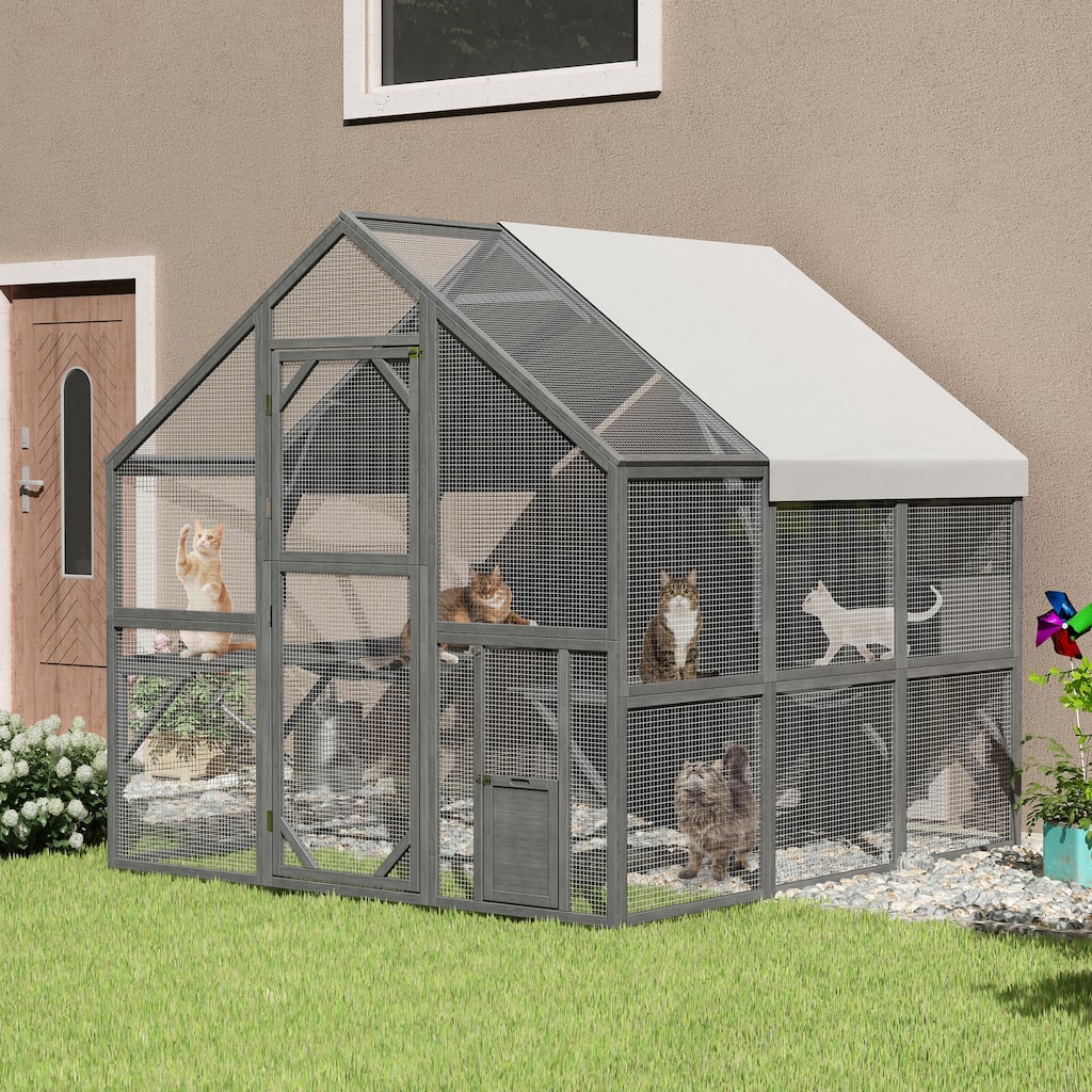 Large Outdoor Cat Enclosures with Houses, Bridges, Walks&UV Proof