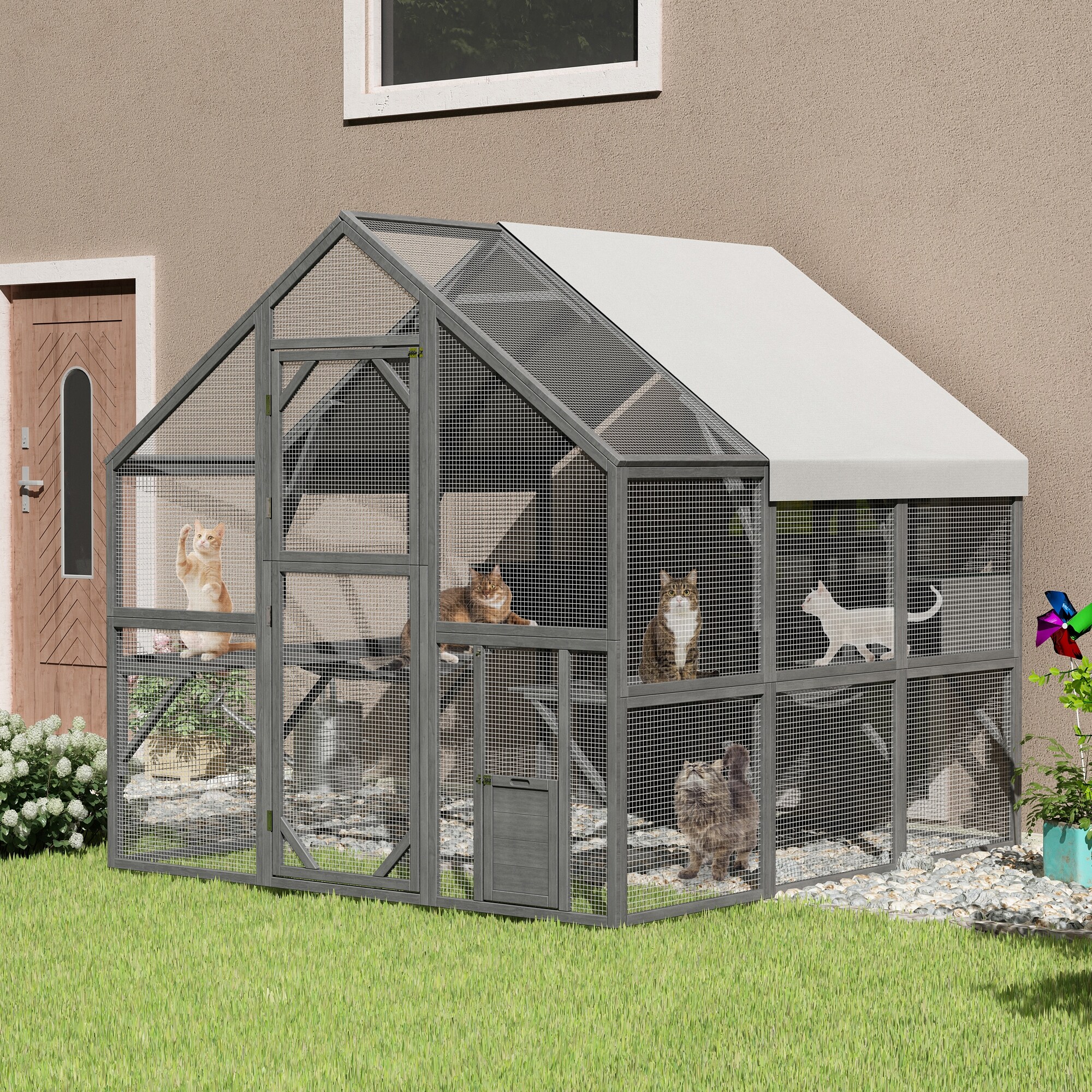 Large Outdoor Cat Enclosures with Houses Bridges Walks UV Proof