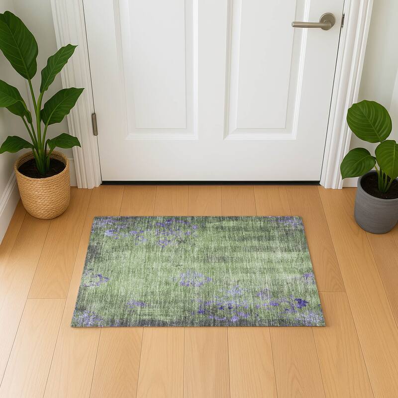 Premium Washable Super Soft Modern Glam Mayfield Rug - Aloe - 1'8" x 2'6"