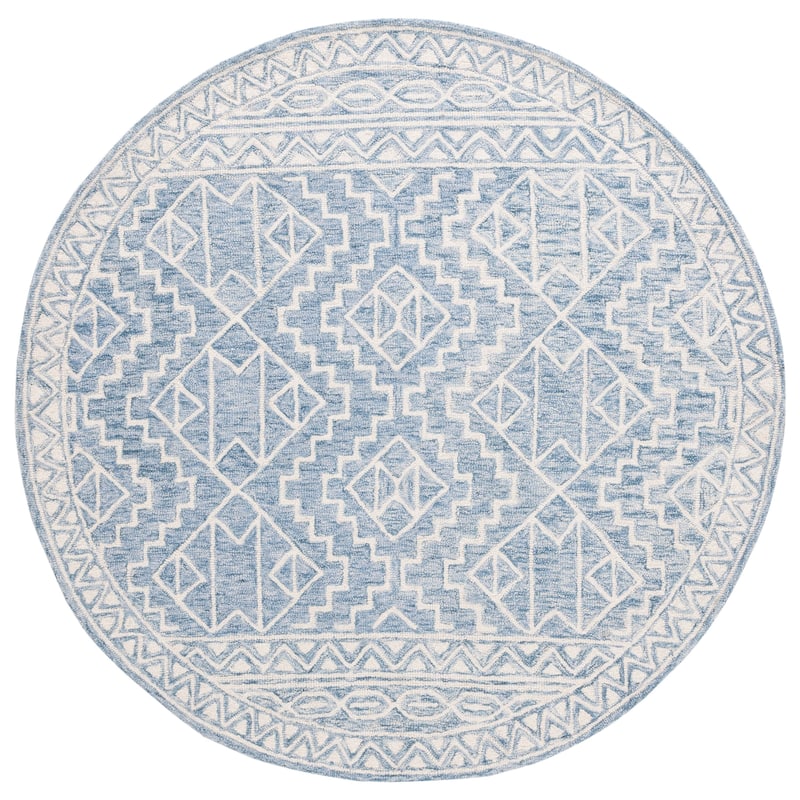 SAFAVIEH Handmade Metro Candan Wool Rug - 6' Round - Blue/Ivory