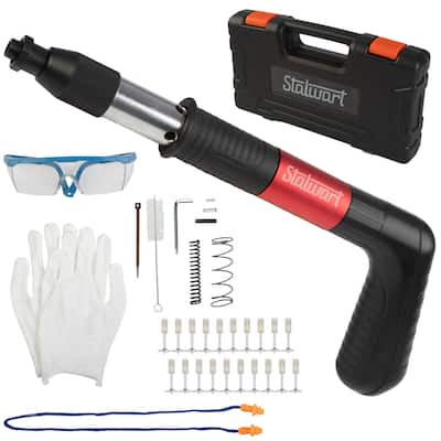 Mini Nail Gun - Manual Nail Wall Fastening Tool Kit with 20 Nails and Safety Glasses - Tool for Brick, Concrete by Stalwart