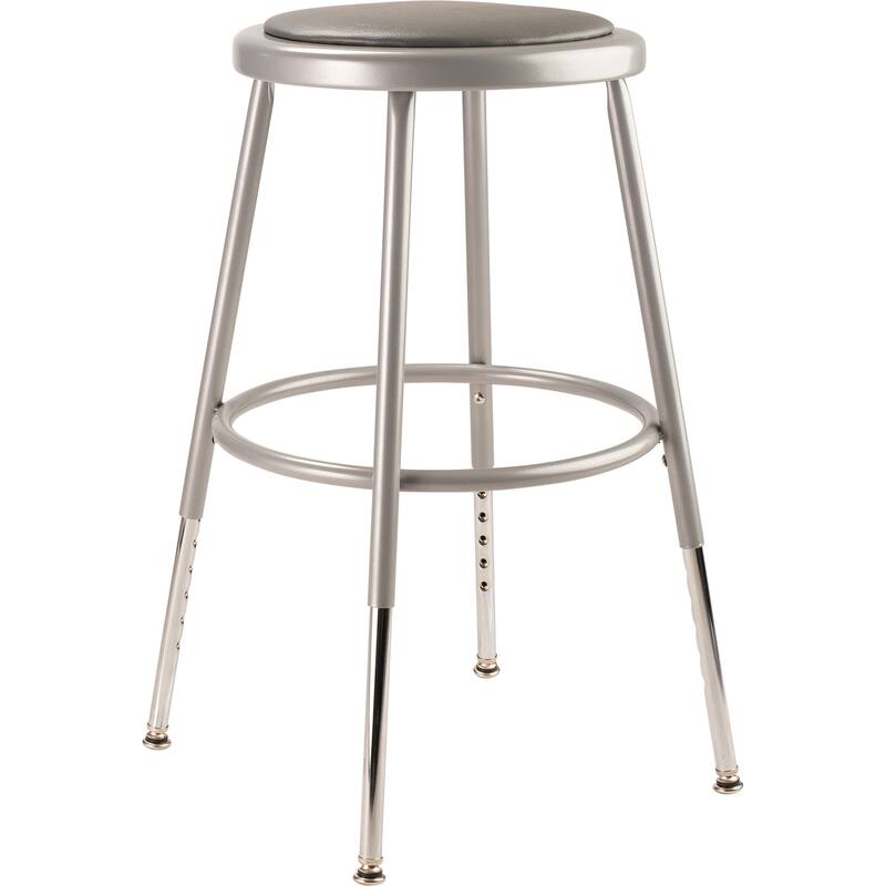 NPS 25 -33" Height Adjustable Heavy Duty Vinyl Padded Steel Stool, Grey