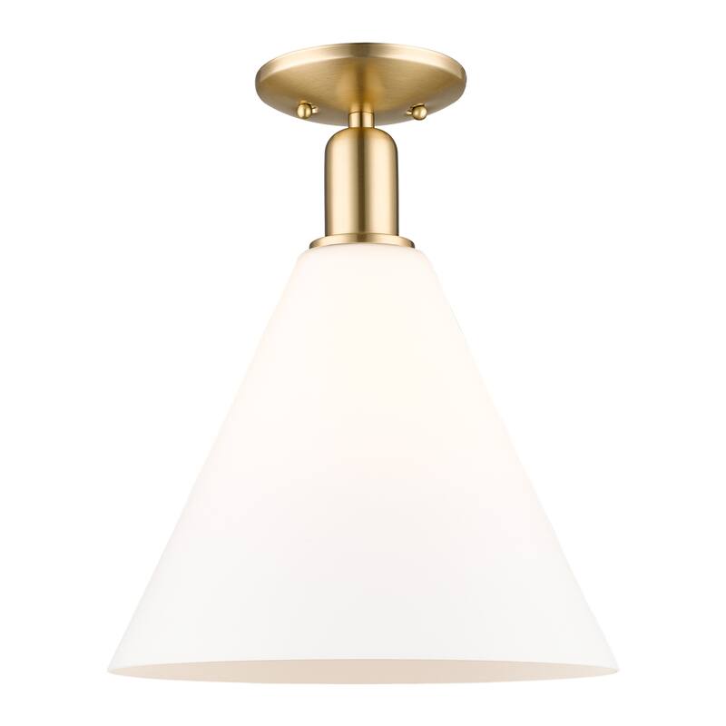Innovations Lighting Endless Possibilities Arcadia - Berkshire Glass - 1 Light 12" Semi-Flush Mount - Champagne Bronze/Matte White
