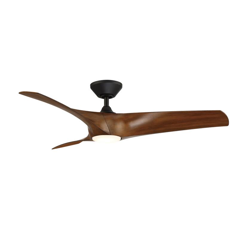 Zephyr Indoor and Outdoor 3-Blade Smart Ceiling Fan 52in with 3000K LED Light Kit and Remote Control with Wall Cradle