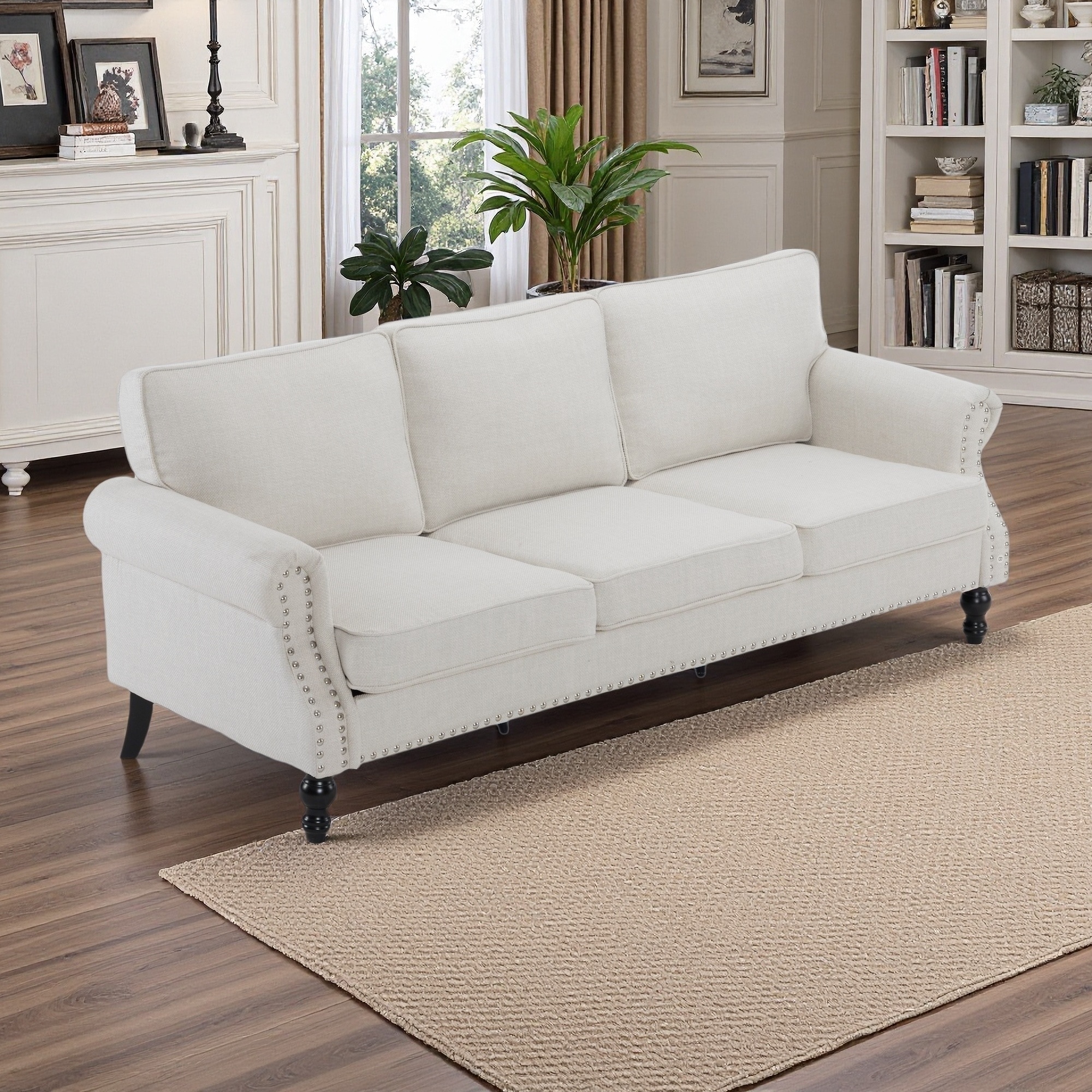 68" Upholstered Loveseat, Faux Leather with Nailhead Accents and Sturdy Wood or Metal Frame