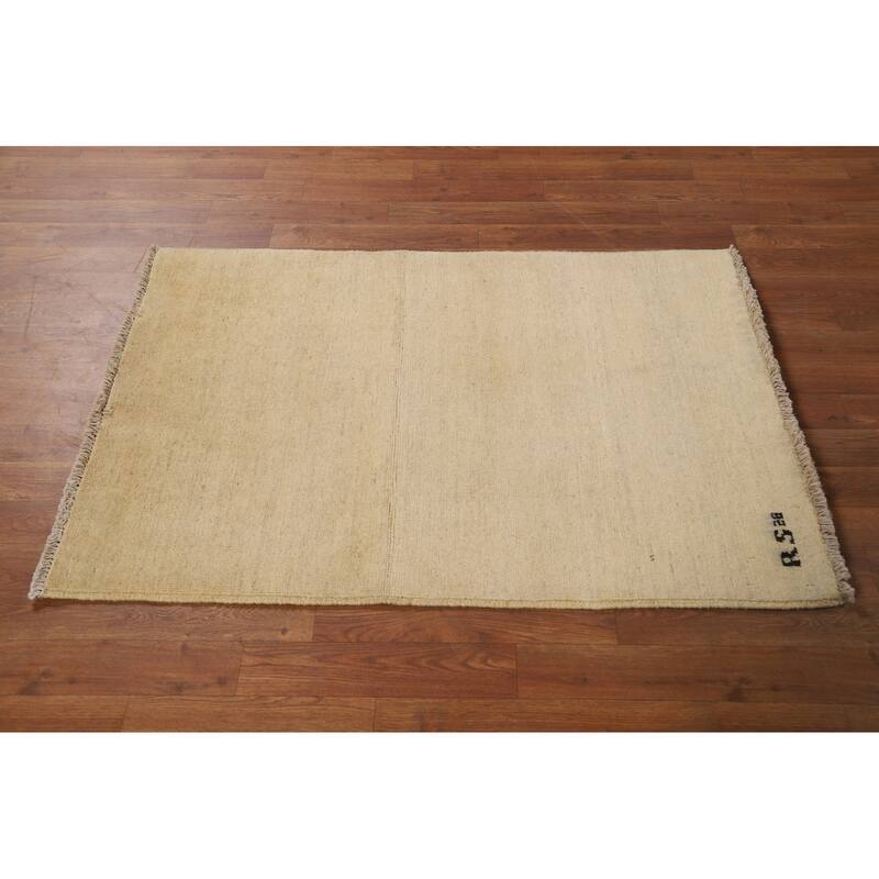 Modern Solid Gabbeh Oriental Foyer Rug Hand-Knotted Wool Carpet - 2'9"x 3'11"